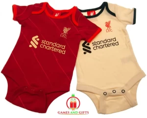 LIVERPOOL FC BABIES FOOTBALL KIT BODY SUIT BABY GROW VEST x 2 LFC Home and Away